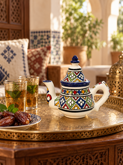 Handcrafted Moroccan Atlas Ceramic Teapot - N1 M28 (Ds02)