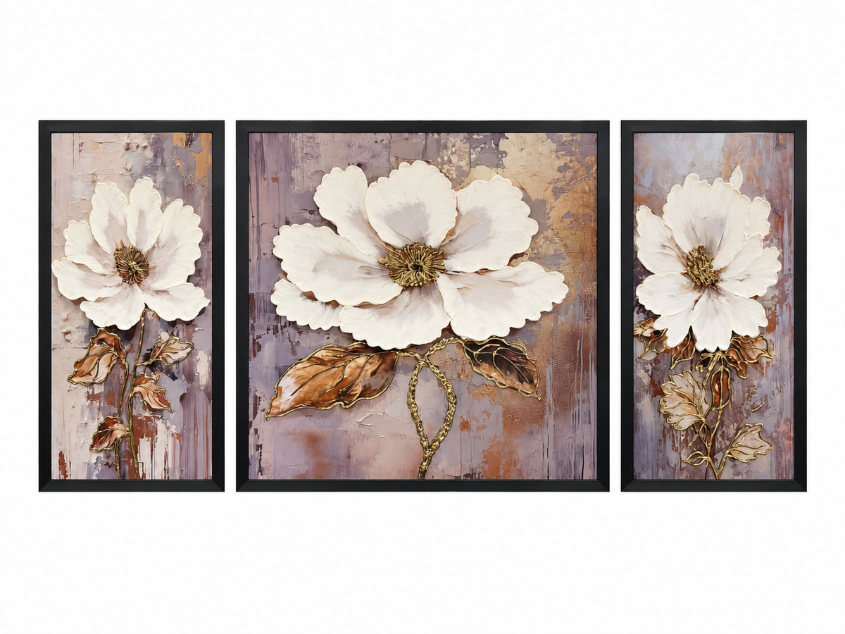Mauve Blossom Elegance 3-in-1 Wall Art Frame