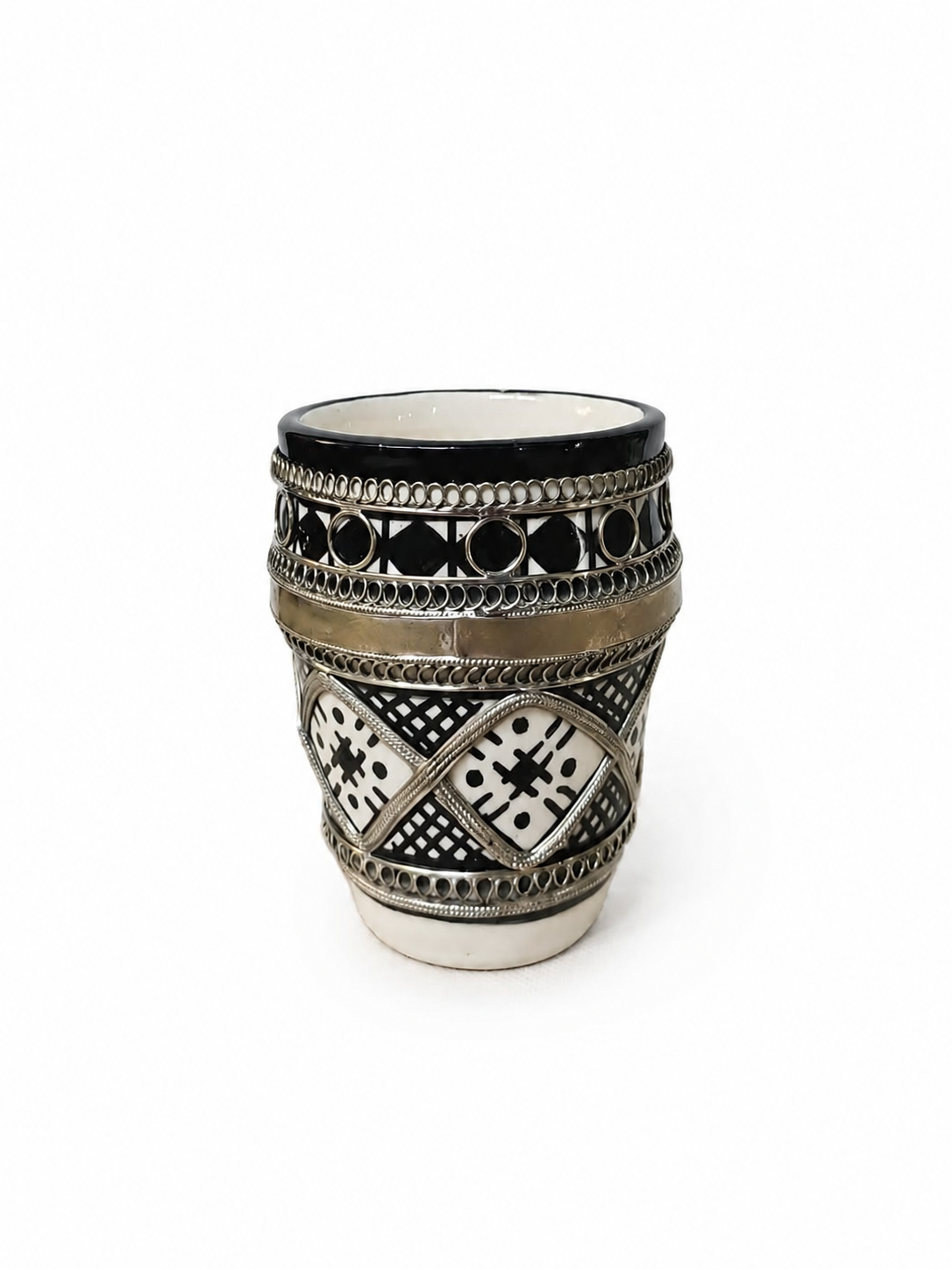 Handcrafted Marrakesh Tea Glass with Silver Filligree (Ds03)