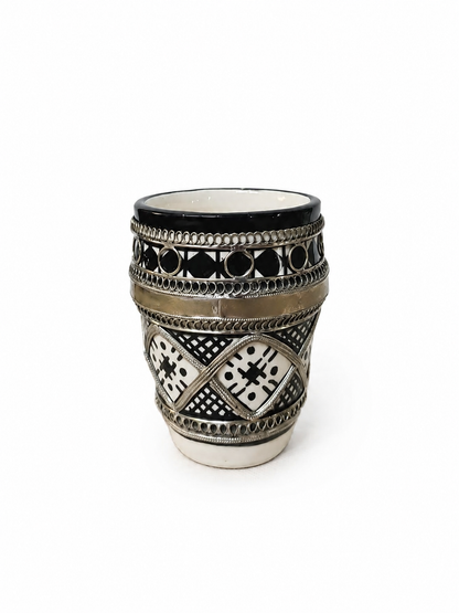 Handcrafted Marrakesh Tea Glass with Silver Filligree (Ds03)