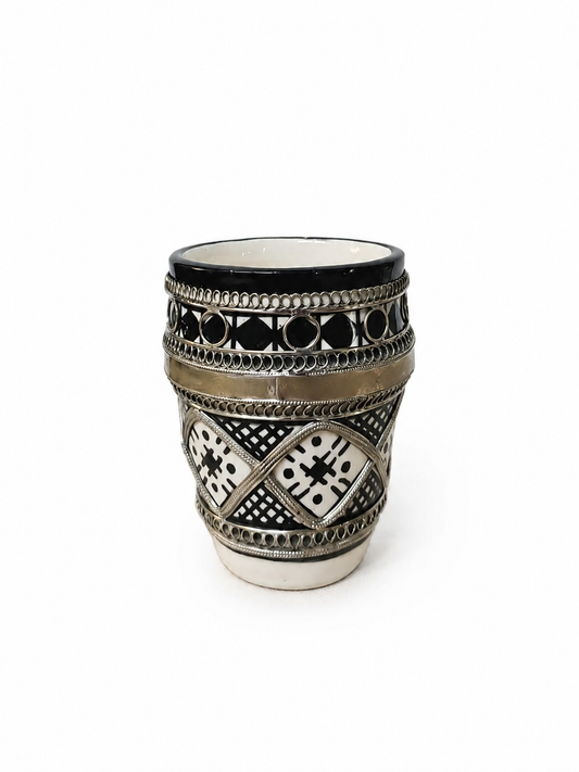 Handcrafted Marrakesh Tea Glass with Silver Filligree (Ds03)