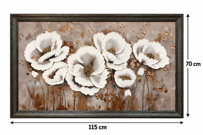Ivory Blossom Elegance Decorative Wall Art Frame (70x115)