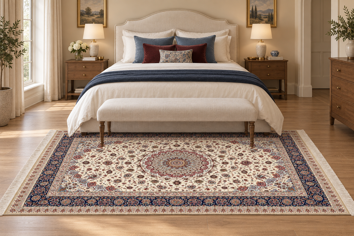 Imperial Tabriz Medallion Wool & Silk Carpet Carpet 200x300 cm