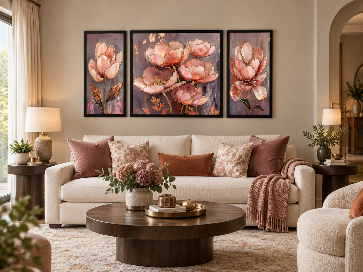 Blush Blossom Harmony 3-in-1 Wall Art Frame
