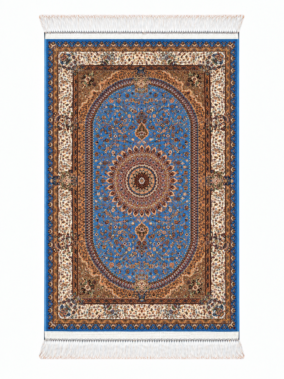 Azure Royal Medallion Silk Carpet 60x90cm