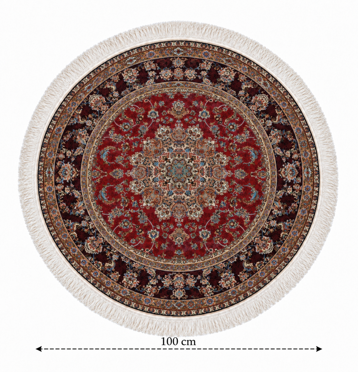 Royal Tabriz Medallion Silk Carpet Round 100cm Diameter