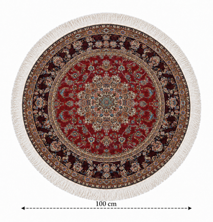 Royal Tabriz Medallion Silk Carpet Round 100cm Diameter