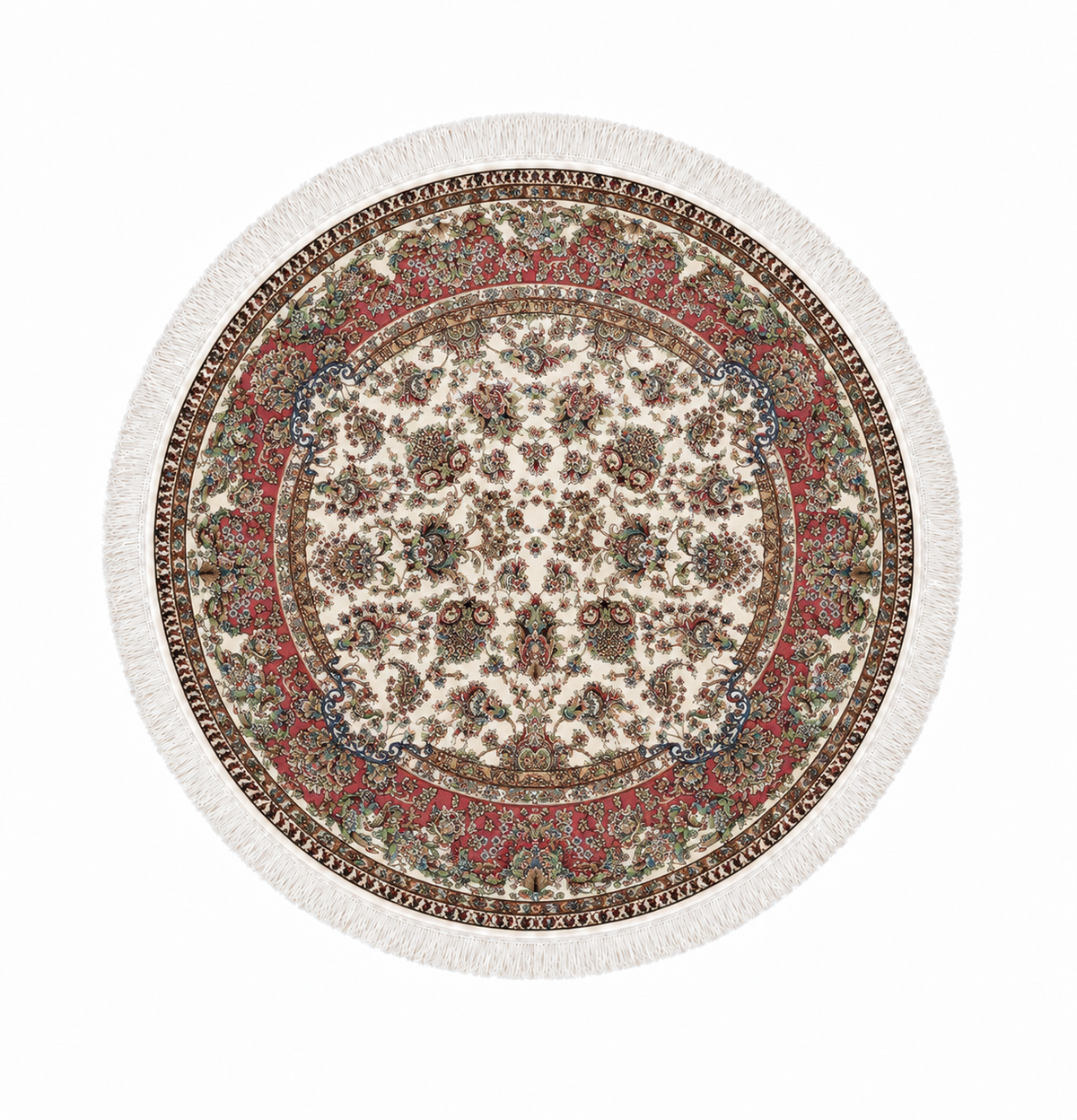 Rose Garden Medallion Round Persian Silk Carpet 100cm Diameter