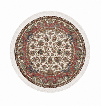 Rose Garden Medallion Round Persian Silk Carpet 100cm Diameter