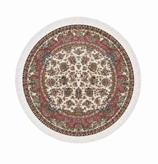 Rose Garden Medallion Round Persian Silk Carpet 100cm Diameter