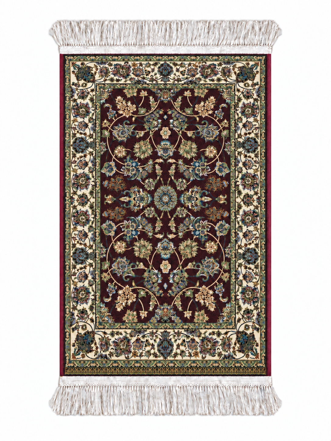 Imperial Burgundy Garden Persian Silk Carpet 60×90cm