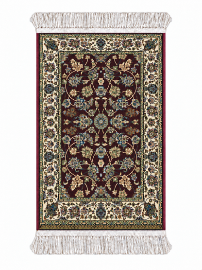 Imperial Burgundy Garden Persian Silk Carpet 60×90cm