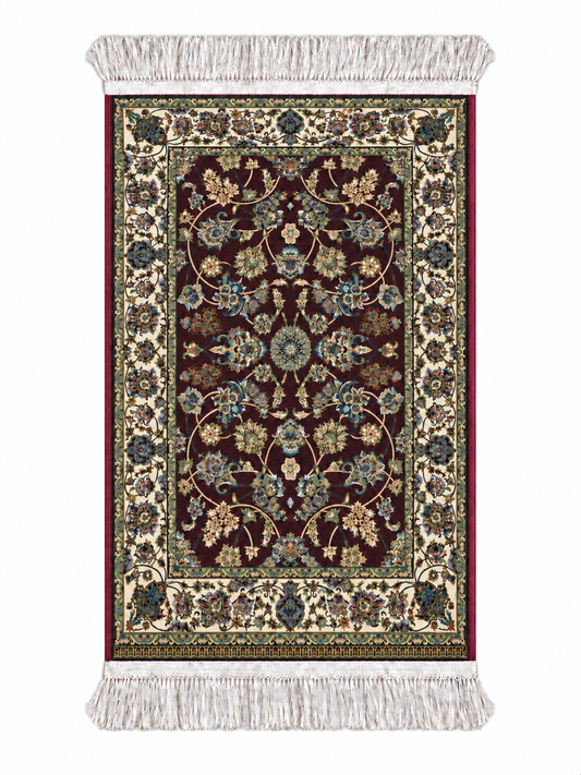 Imperial Burgundy Garden Persian Silk Carpet 60×90cm