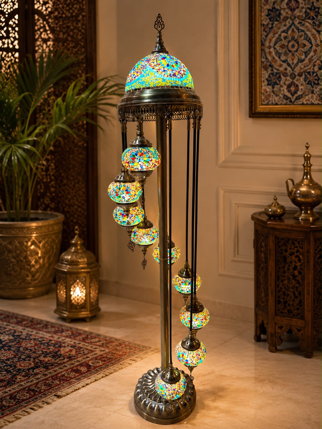 Turkish Mosaic Glass Floor Lamp - 1923-9F