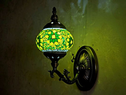 Turkish Honeycomb Mosaic Wall Lamp – Handcrafted Multicolor Glass Wall Sconce - 1320-1W