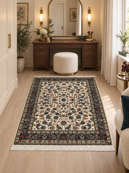Ivory Garden Persian Silk Carpet 100x150cm