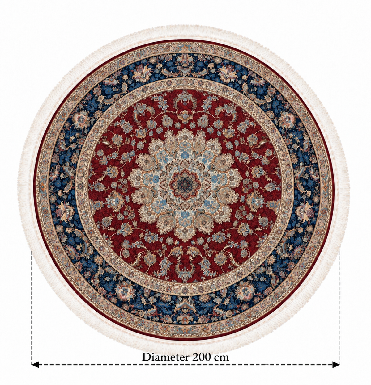 Royal Tabriz Medallion Silk Carpet Round 200cm Diameter