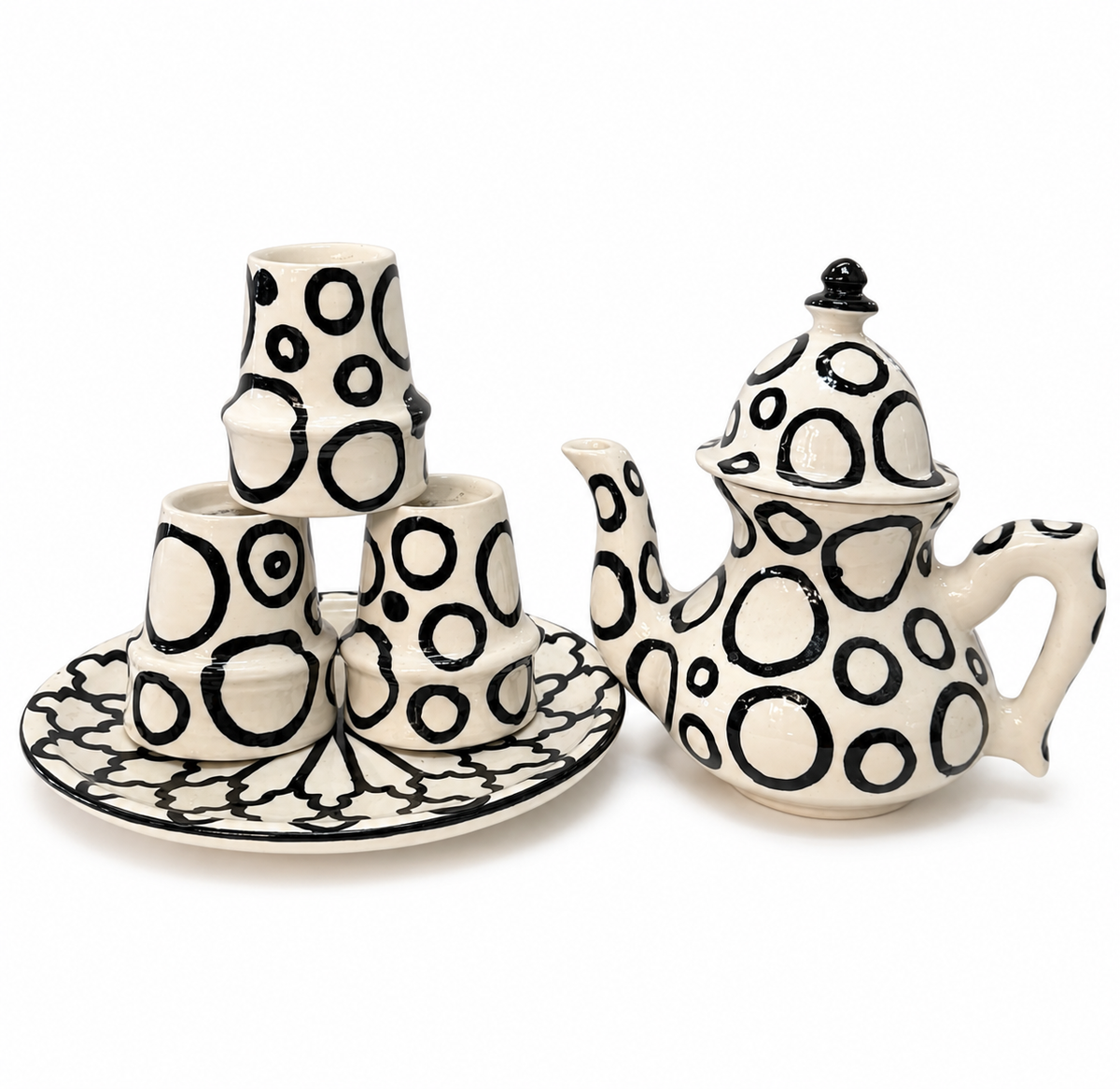 Moroccan Black Pebble Ceramic Tea Set