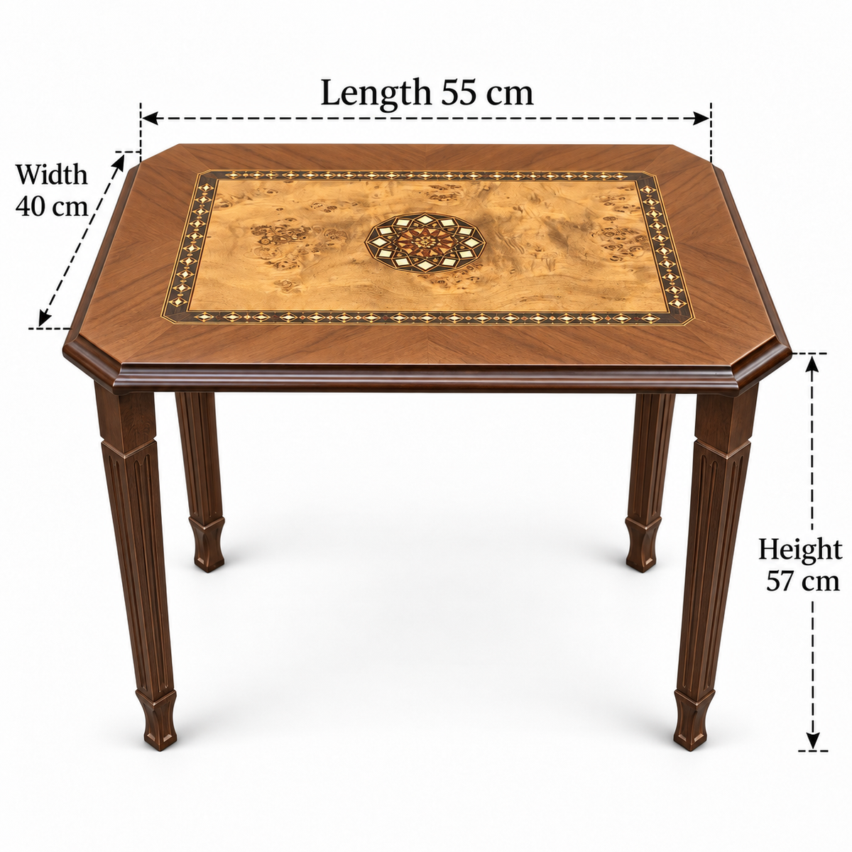 Anatolian Legacy Hand-Carved Mosaic Nesting Table Set 4in1