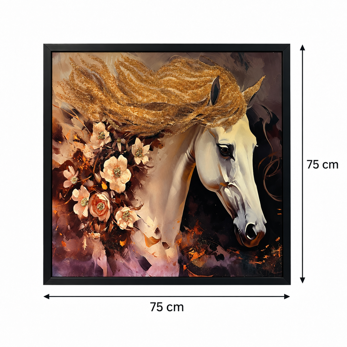Golden Equine Blossom 3-in-1 Wall Art Frame