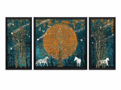 Golden Moonlight Forest 3-in-1 Wall Art Frame