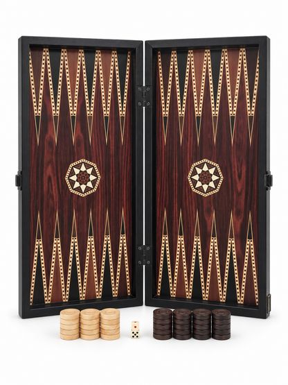 Anatolian Heritage Hand-Carved Wooden Backgammon Set
