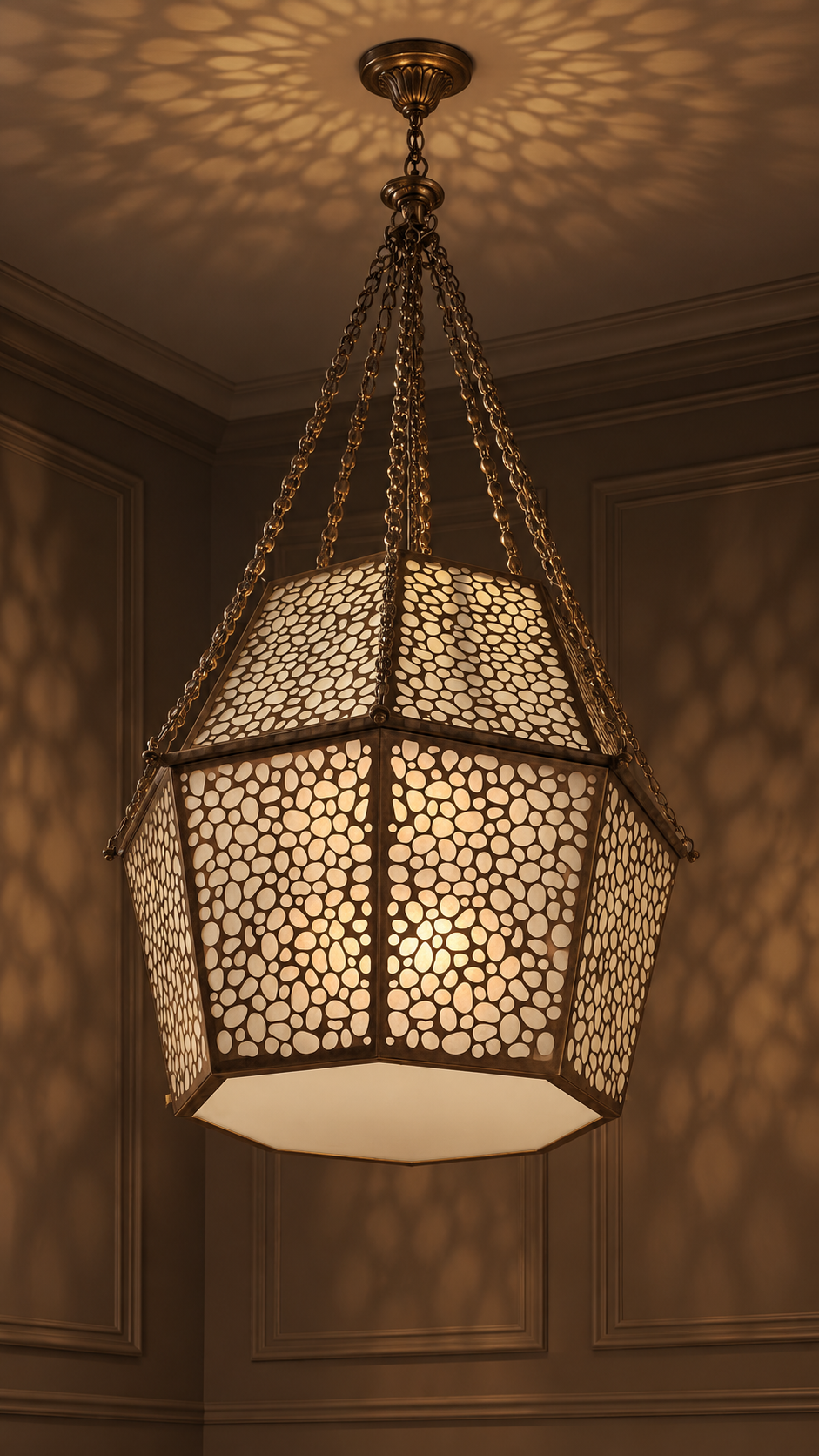 Anatolian Pebble Glow Turkish Brass Chandelier