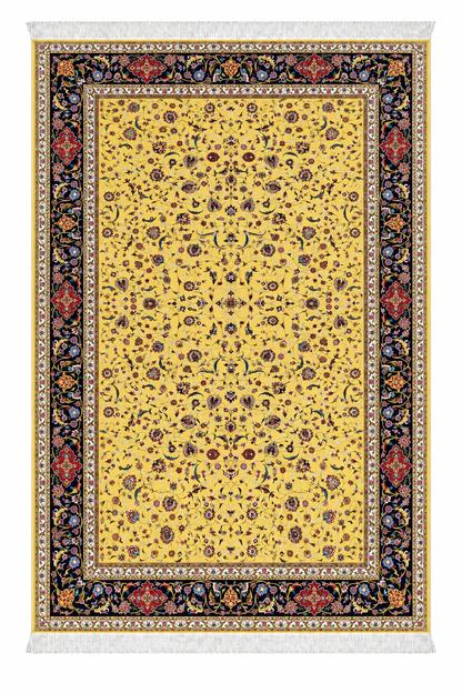 Golden Heritage Hand-Bordered Natural Persian Wool & Silk Carpet 250x350 cm