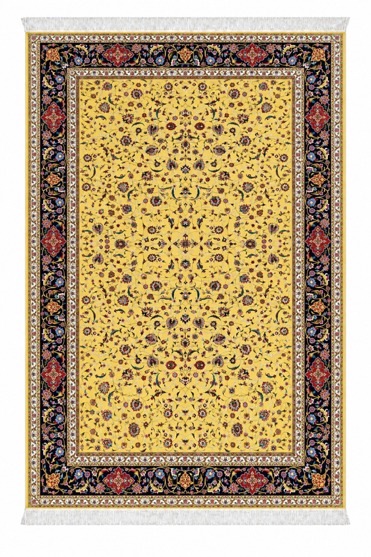 Golden Heritage Hand-Bordered Natural Persian Wool & Silk Carpet 250x350 cm