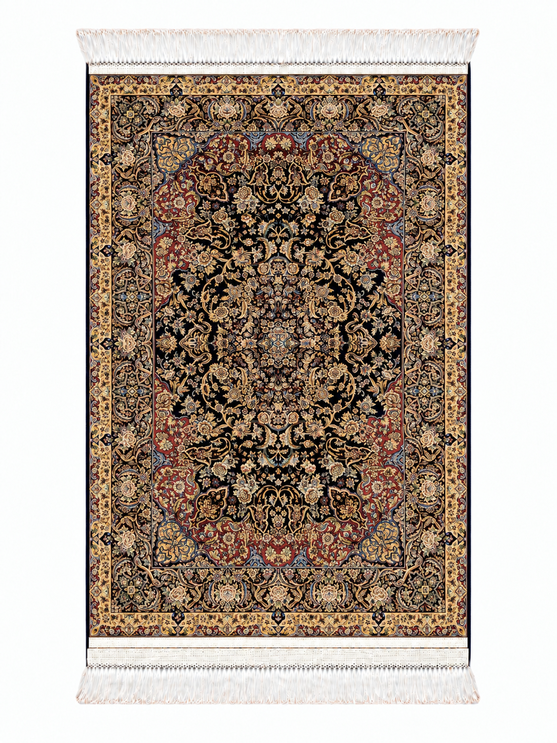 Imperial Midnight Medallion Silk Carpet 60x90cm