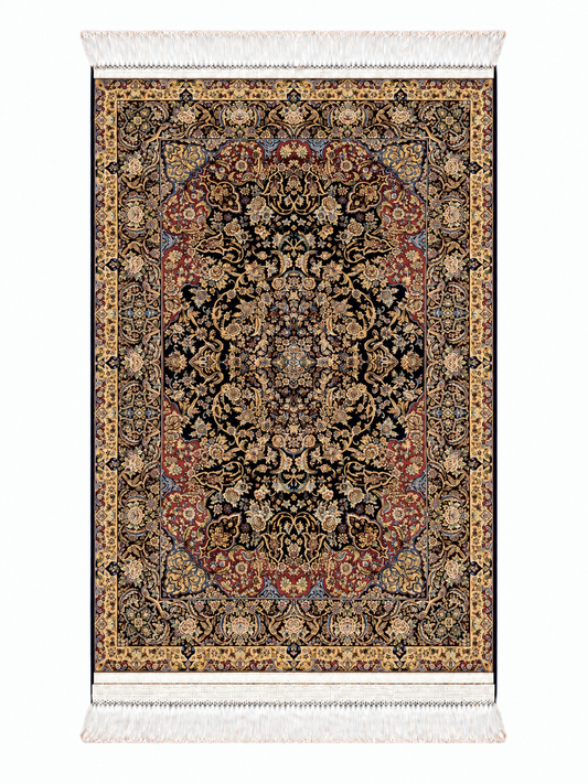 Imperial Midnight Medallion Silk Carpet 60x90cm