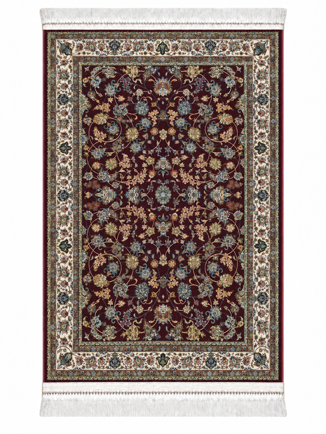 Imperial Burgundy Garden Persian Silk Carpet 100x150cm