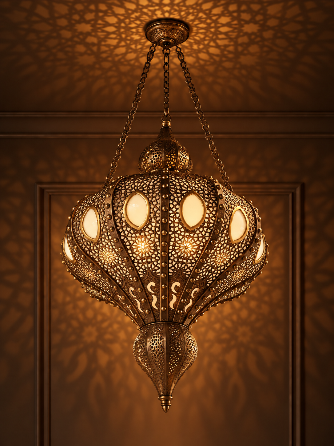 Ottoman Crown Handcrafted Pure Brass Chandelier