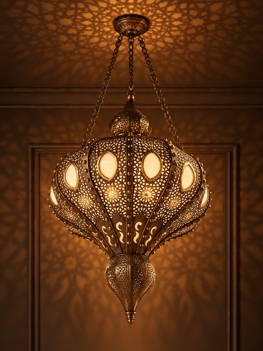 Ottoman Crown Handcrafted Pure Brass Chandelier