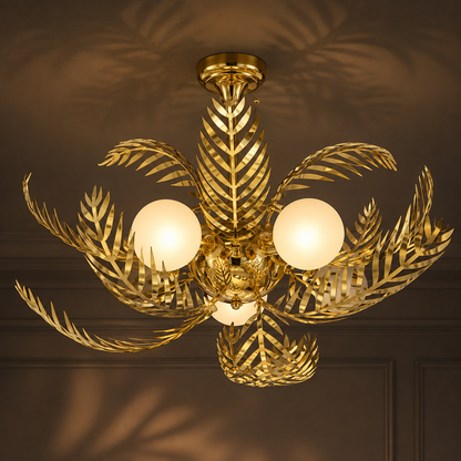 Golden Palm Bloom Ceiling Light