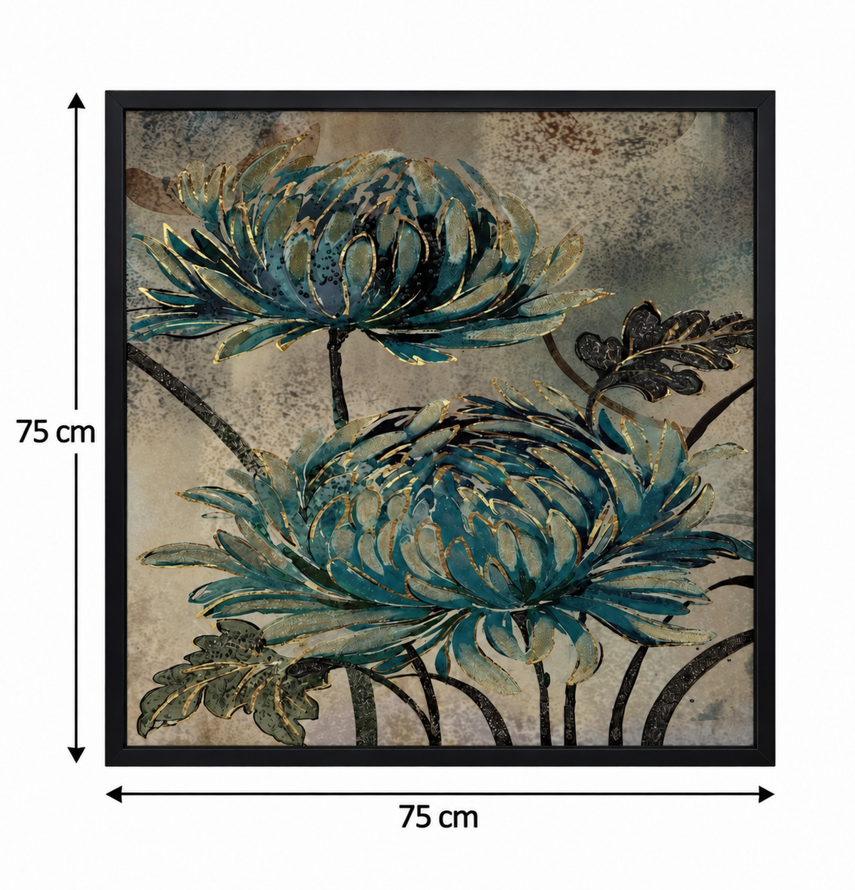Handcrafted Teal Blossom Harmony 3-in-1  Wall Art Frame
