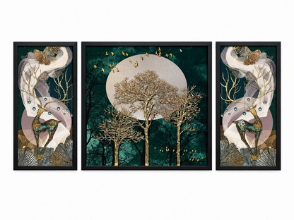Emerald Forest Deer 3-in-1 Wall Art Frame