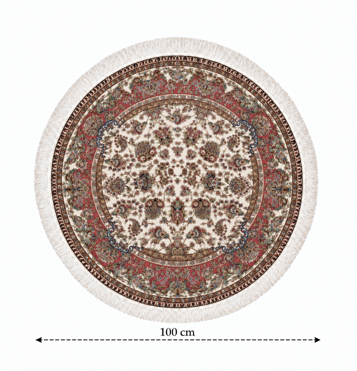Rose Garden Medallion Round Persian Silk Carpet 100cm Diameter