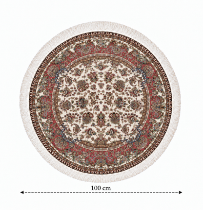 Rose Garden Medallion Round Persian Silk Carpet 100cm Diameter