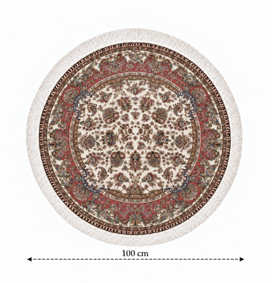 Rose Garden Medallion Round Persian Silk Carpet 100cm Diameter