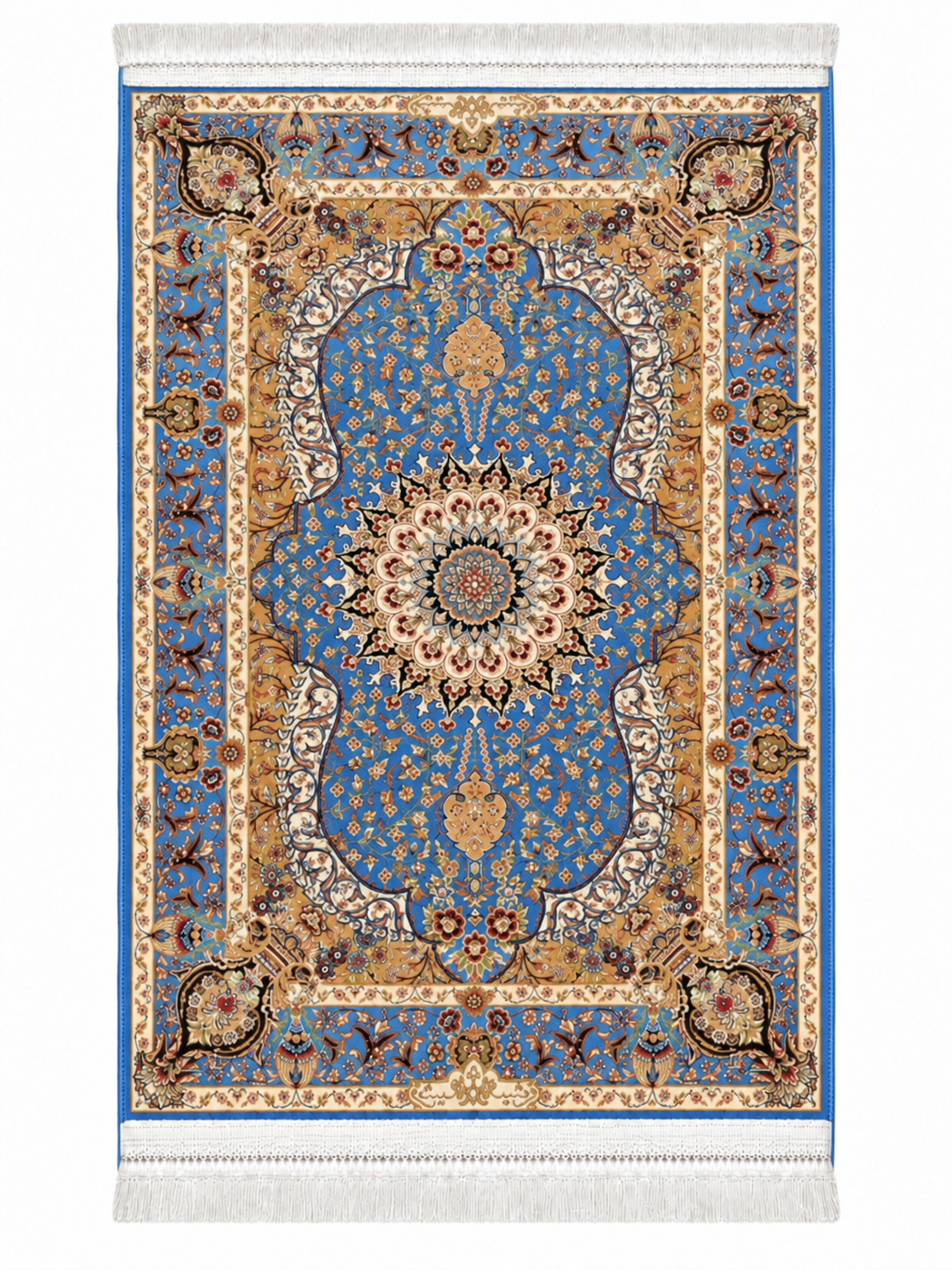 Sapphire Paradise Medallion Silk Carpet 100x150cm