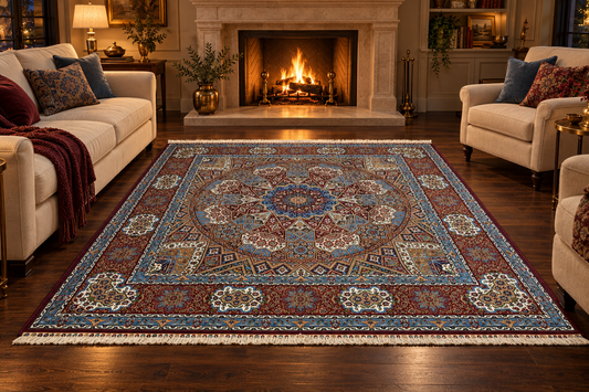 Royal Mosaic Medallion Persian Silk Carpet 200x200 cm