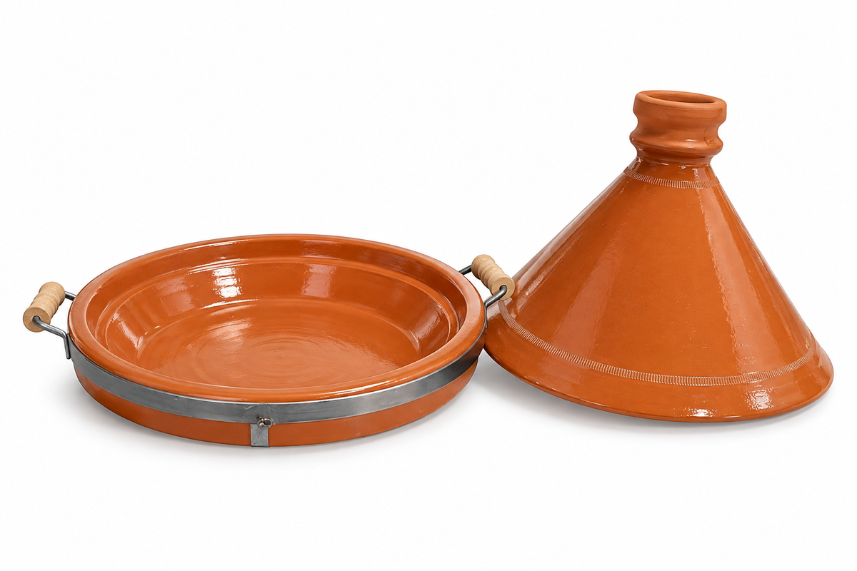 Traditional Moroccan Clay Cooking Tajine with Handle (Ds02)