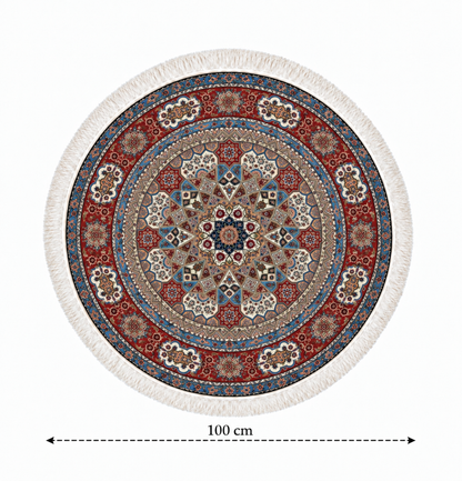 Persian Heritage Star Medallion Round Silk Carpet 100cm Diameter