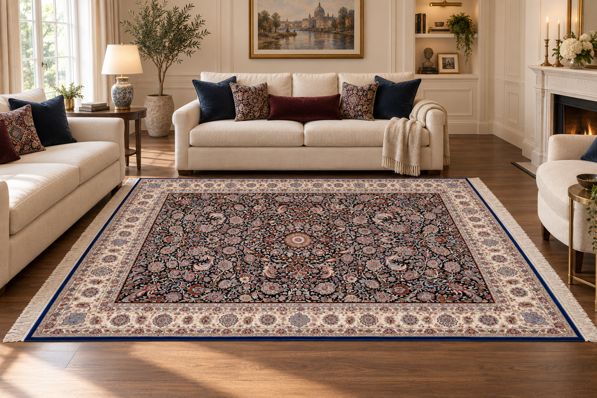 Midnight Garden Natural Persian Wool & Silk Carpet 200x300 cm