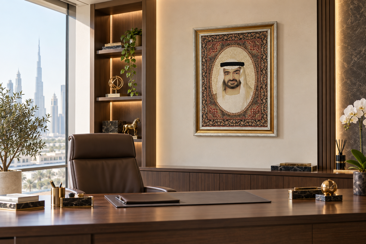 Sheik Mohammed bin Zayed Al Nayan Portrait - Decorative Wall Hanging (75x55cm)