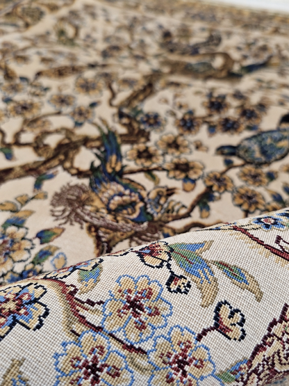 Persian Enchanted Aviary Silk Carpet 60x90cm
