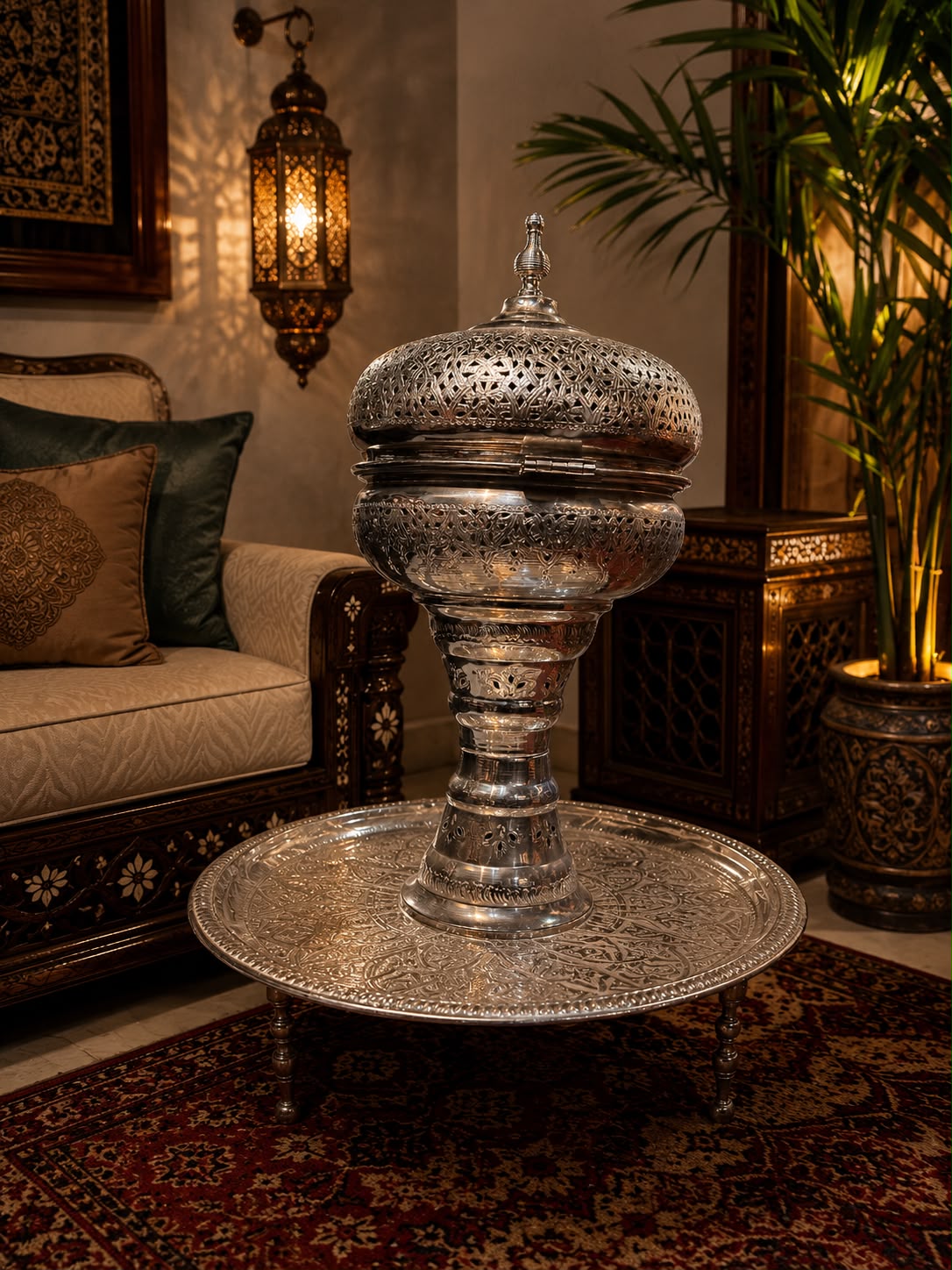 Marrakech Floral Silver Mabkhara - XXL