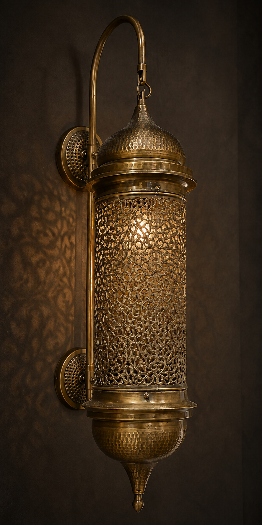 Ottoman Noor Antique Brass Wall Lantern