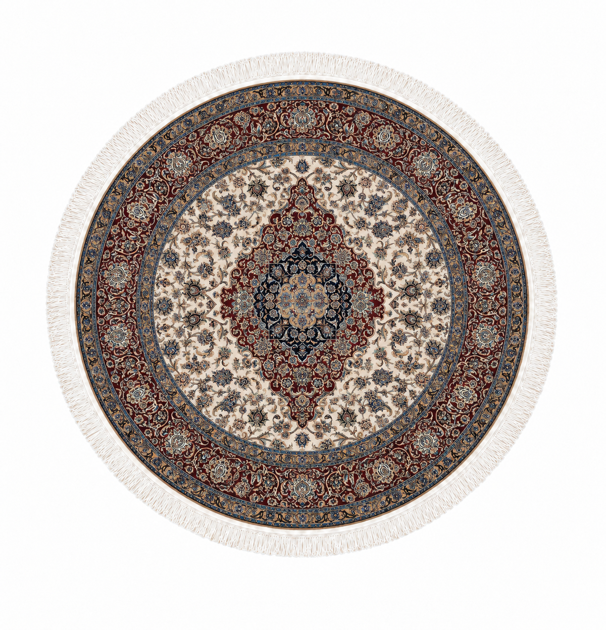 Royal Isfahan Medallion Round Silk Carpet 100cm Diameter